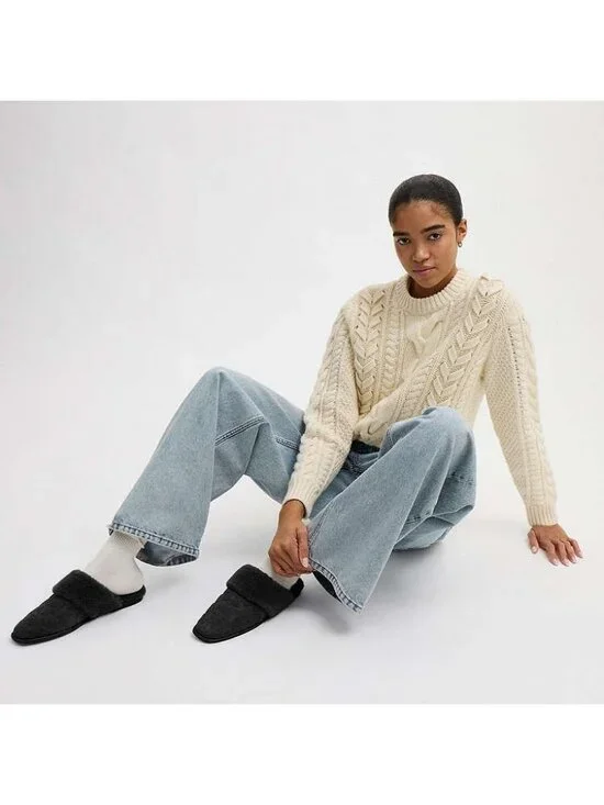 Coach Sherpa Flat Mule Slipper Women's Size 8 Black Signature Suede Shoes CCX65 - Picture 4 of 4